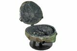Green/Gray Quartz Jewelry Box Geode With Metal Stand #171864-6
